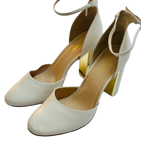 Lulus Off White Ankle Strap Heels Shoes - Picture 4 of 10